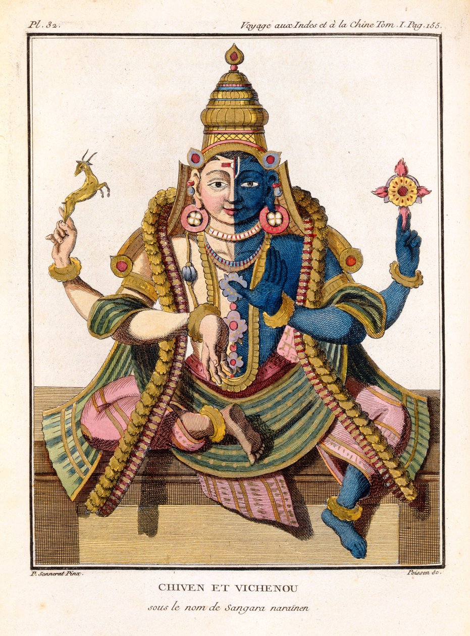 Hari-Hara, Pierre Sonnerat "Voyage aux Indes et a la Chine" című művéből, Poisson metszete, megjelent 1782-ben. alkotó: Pierre Sonnerat