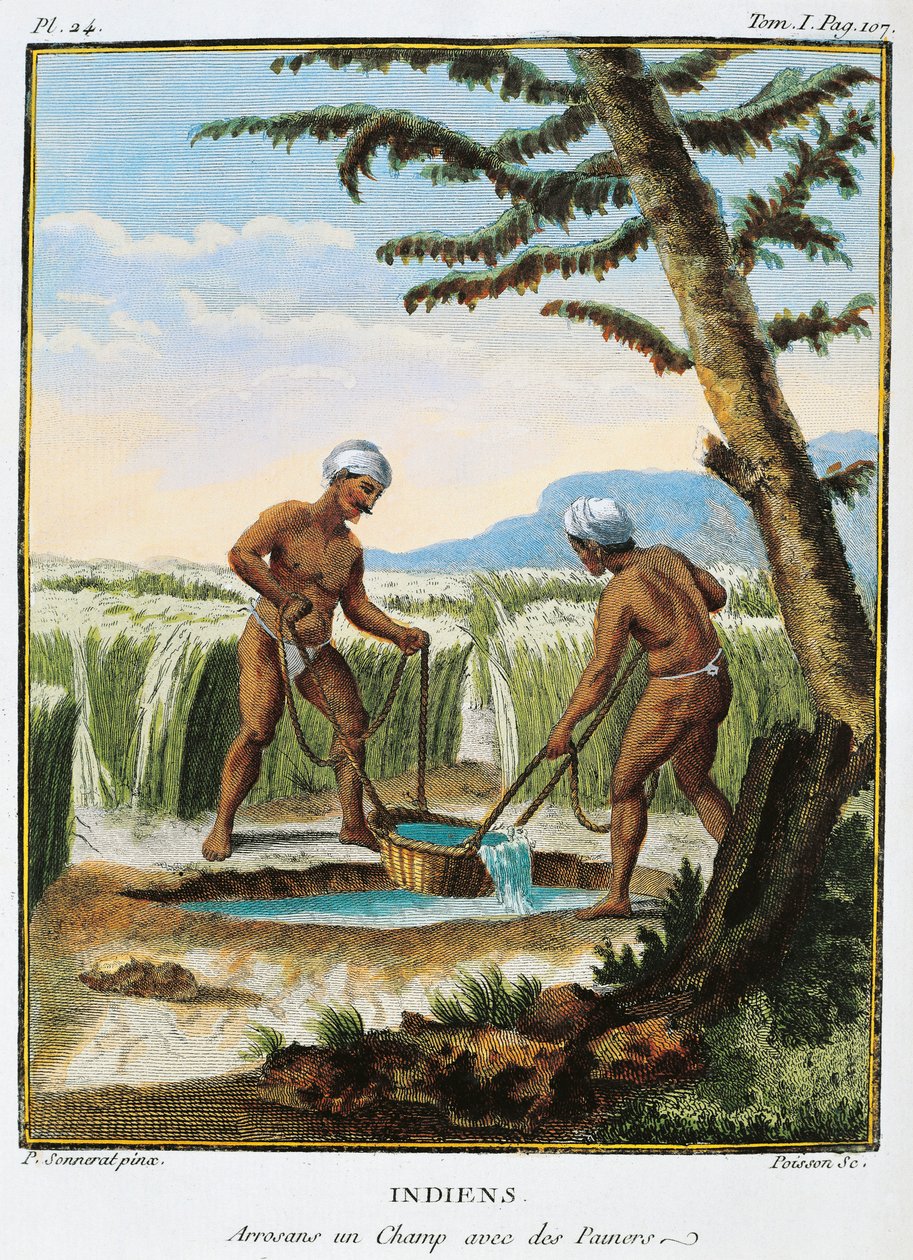 India, őslakosok öntözőföldeket, a Voyage aux Indes et la Chine-ből (Utazás Indián és Kínán keresztül), Pierre Sonnerat alkotó: Pierre Sonnerat