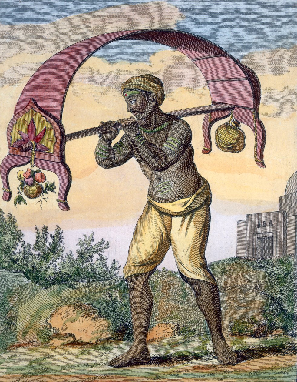 Paeni Caori vallásos bhakta, aki áldozatokat visz az istenekért, 1782. alkotó: Pierre Sonnerat