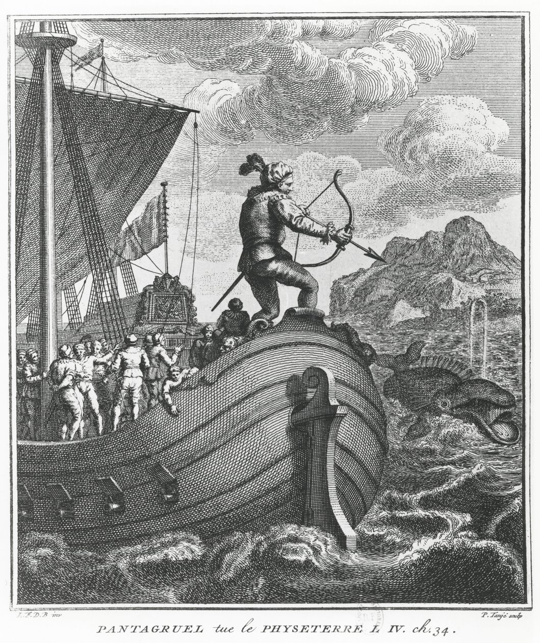 Pantagruel megöli Physetert, illusztráció François Rabelais "Gargantua és Pantagruel" című művéből. alkotó: Pierre Tanje