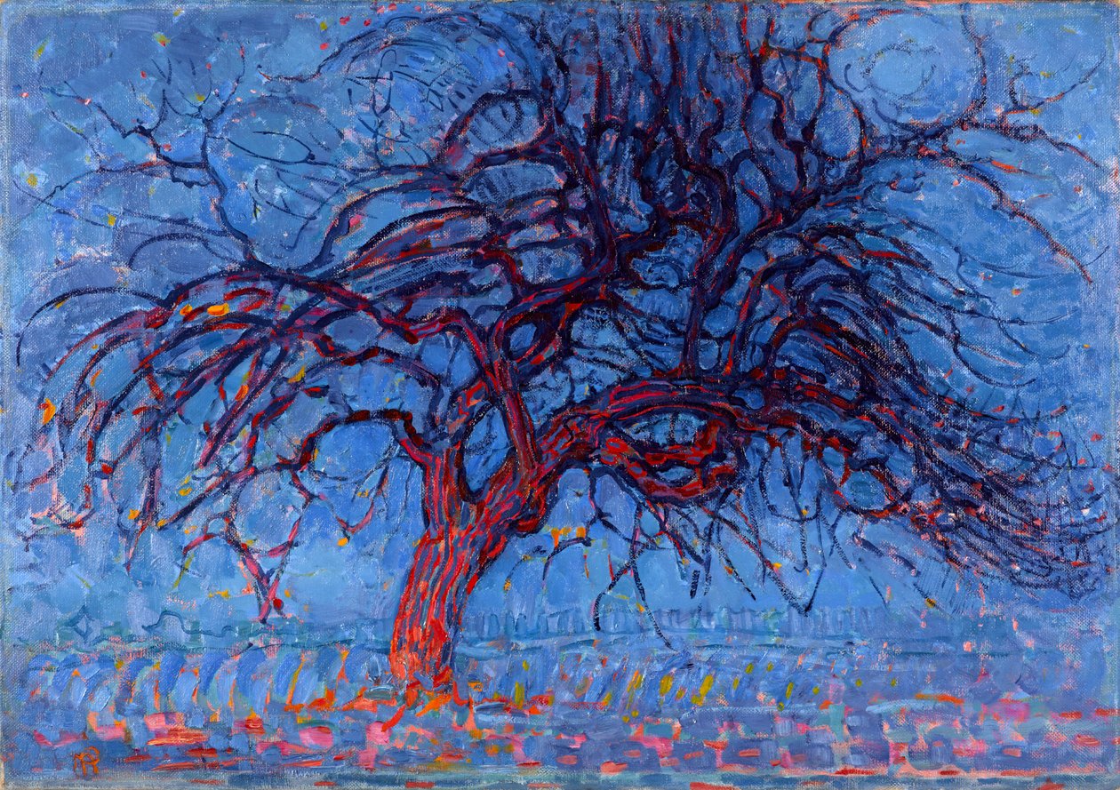Avond (Este): A vörös fa, 1908-10 alkotó: Piet Mondrian