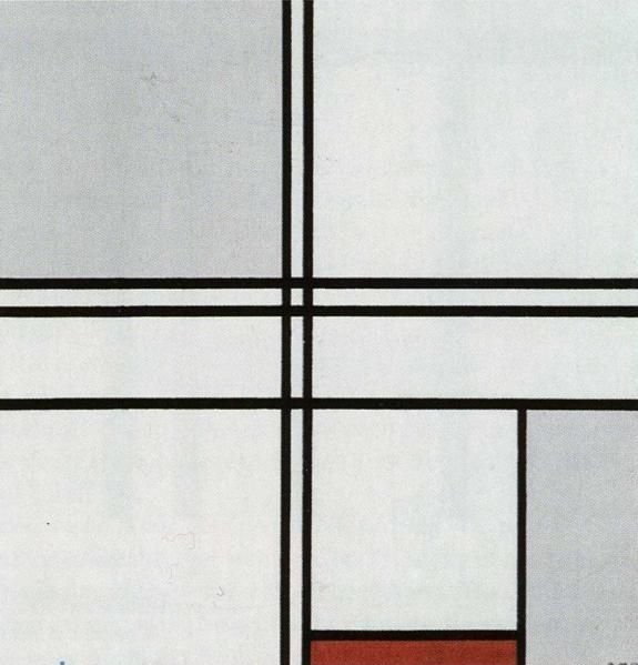 Összetétel vörös és szürke színnel alkotó: Piet Mondrian