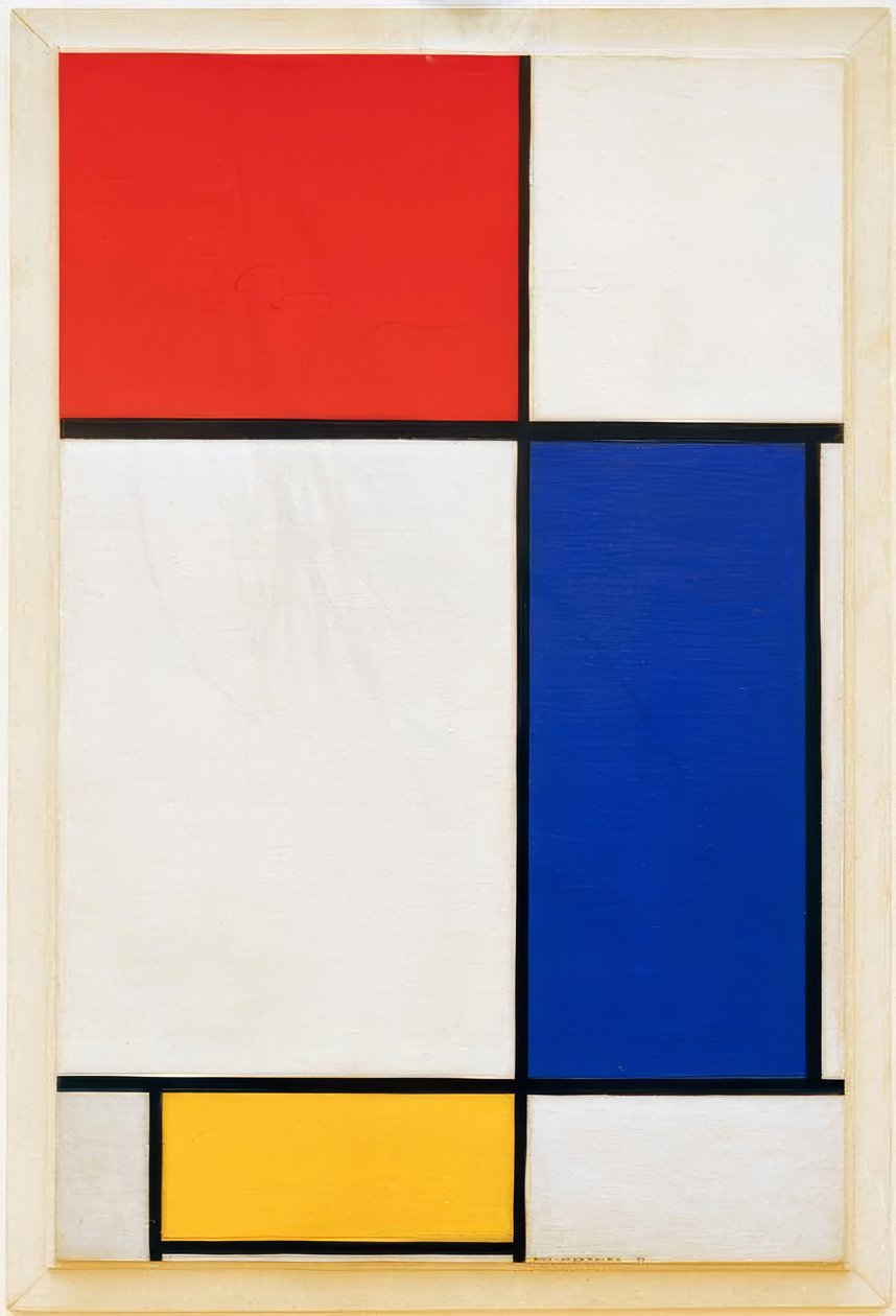 Összetétel vörös, sárga és kék színekkel alkotó: Piet Mondrian
