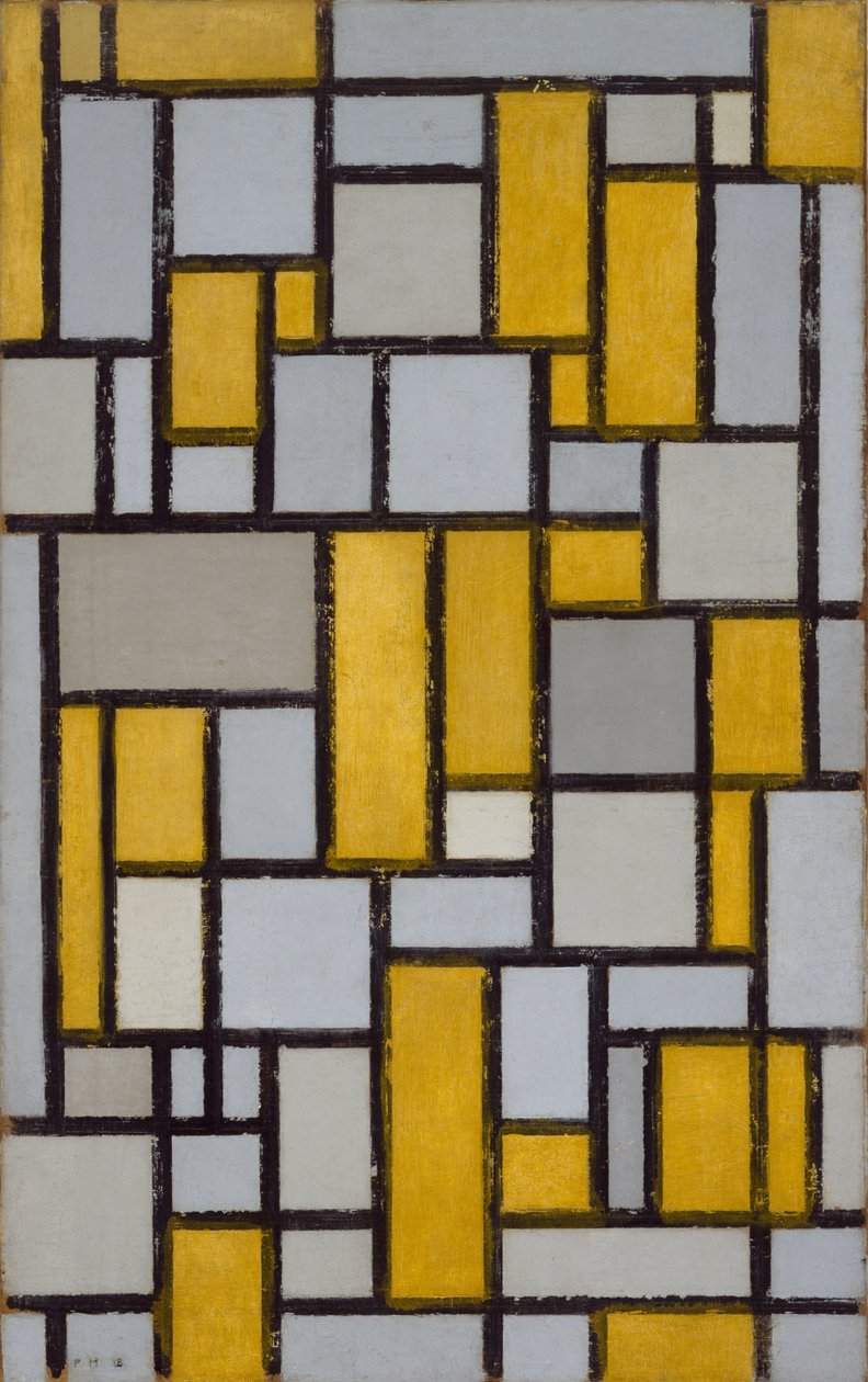 Kompozíció az 1. rácstal, 1918 alkotó: Piet Mondrian