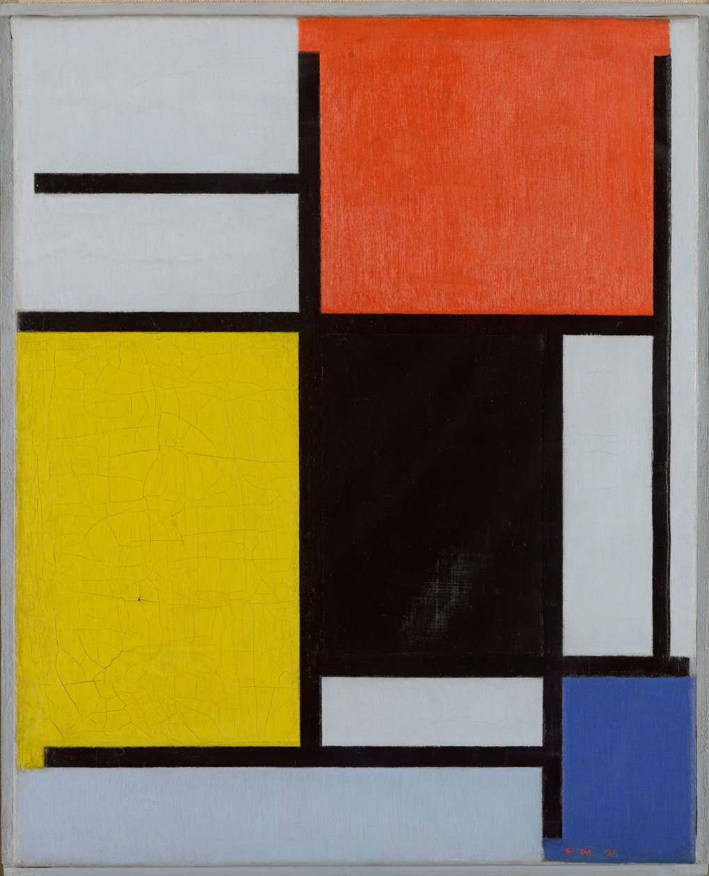 Piros, sárga, fekete, kék és szürke kompozíció, 1921 alkotó: Piet Mondrian