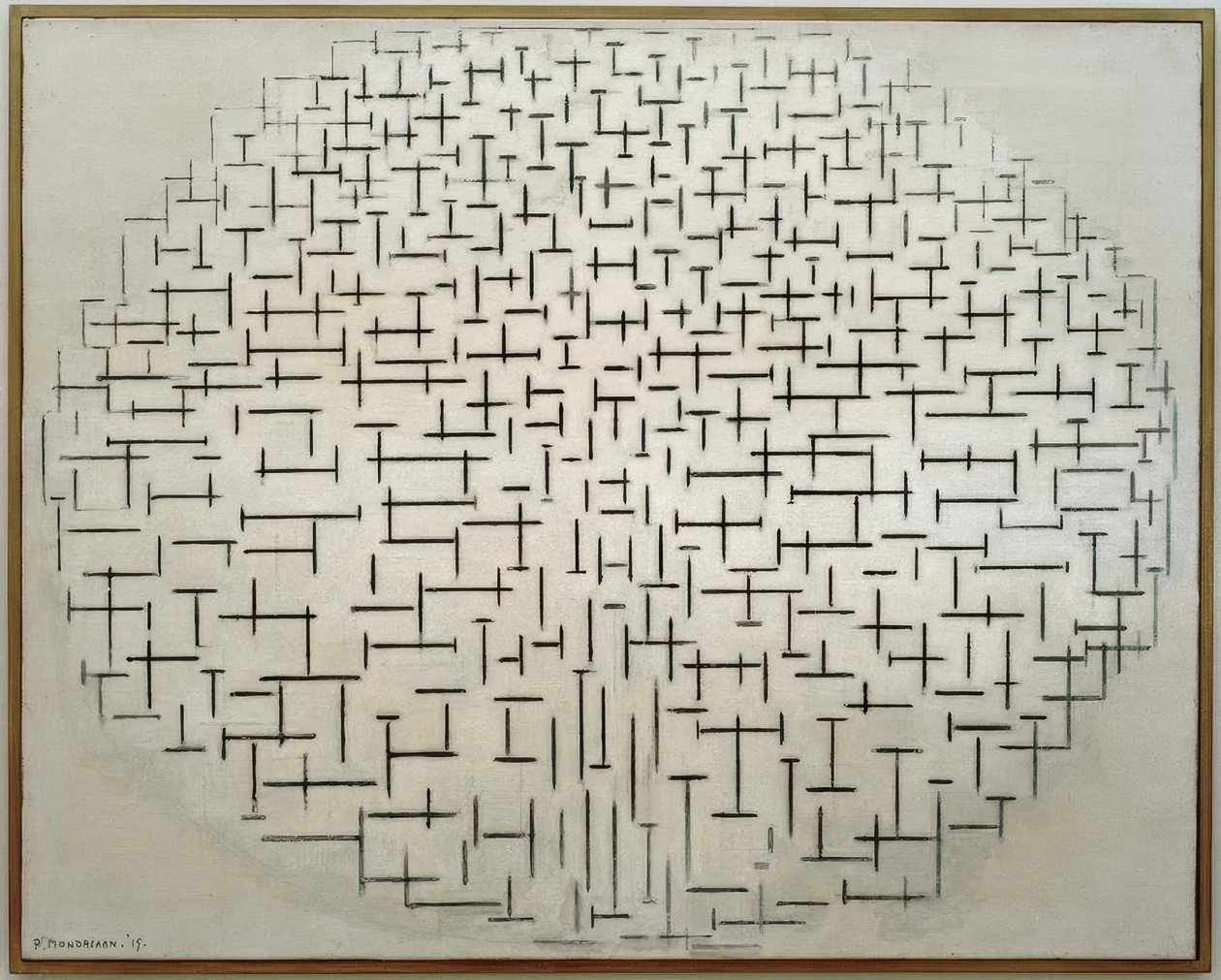 10. kompozíció fekete-fehérben; Móló és óceán alkotó: Piet Mondrian