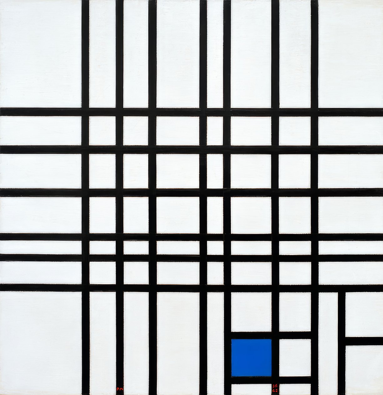 12. számú összetétel; Összetétel kék színnel alkotó: Piet Mondrian