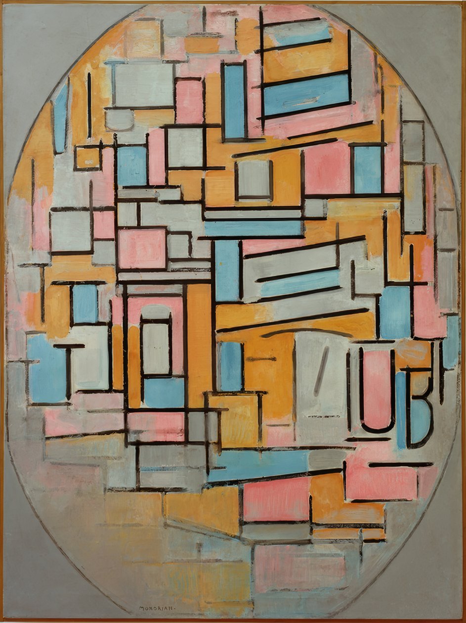 Ovális kompozíció színes területekkel 2 alkotó: Piet Mondrian