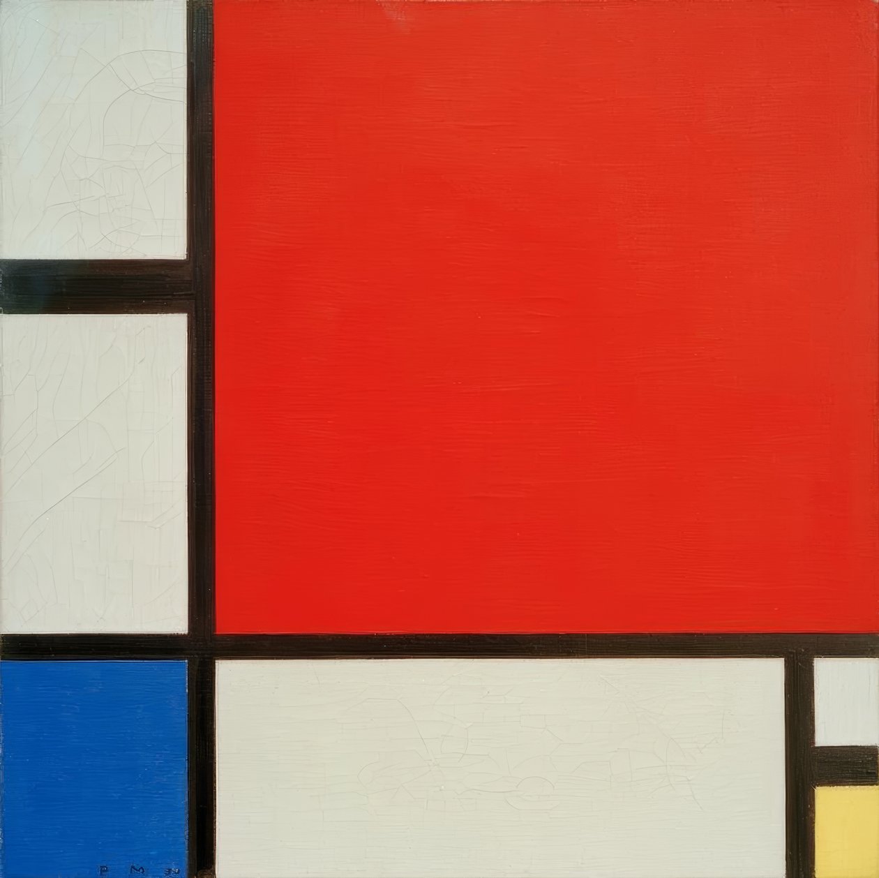 Összetétel piros, kék és sárga színben alkotó: Piet Mondrian
