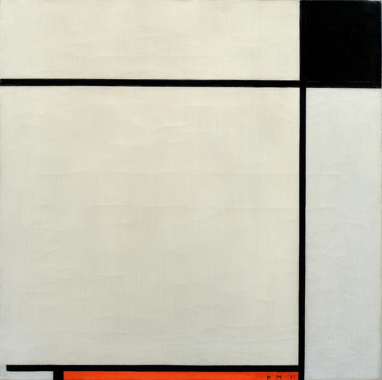 Fekete, piros és szürke kompozíció alkotó: Piet Mondrian