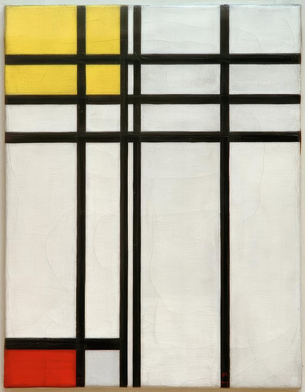 I. sz.: Vonalak szembeállítása, piros és sárga alkotó: Piet Mondrian
