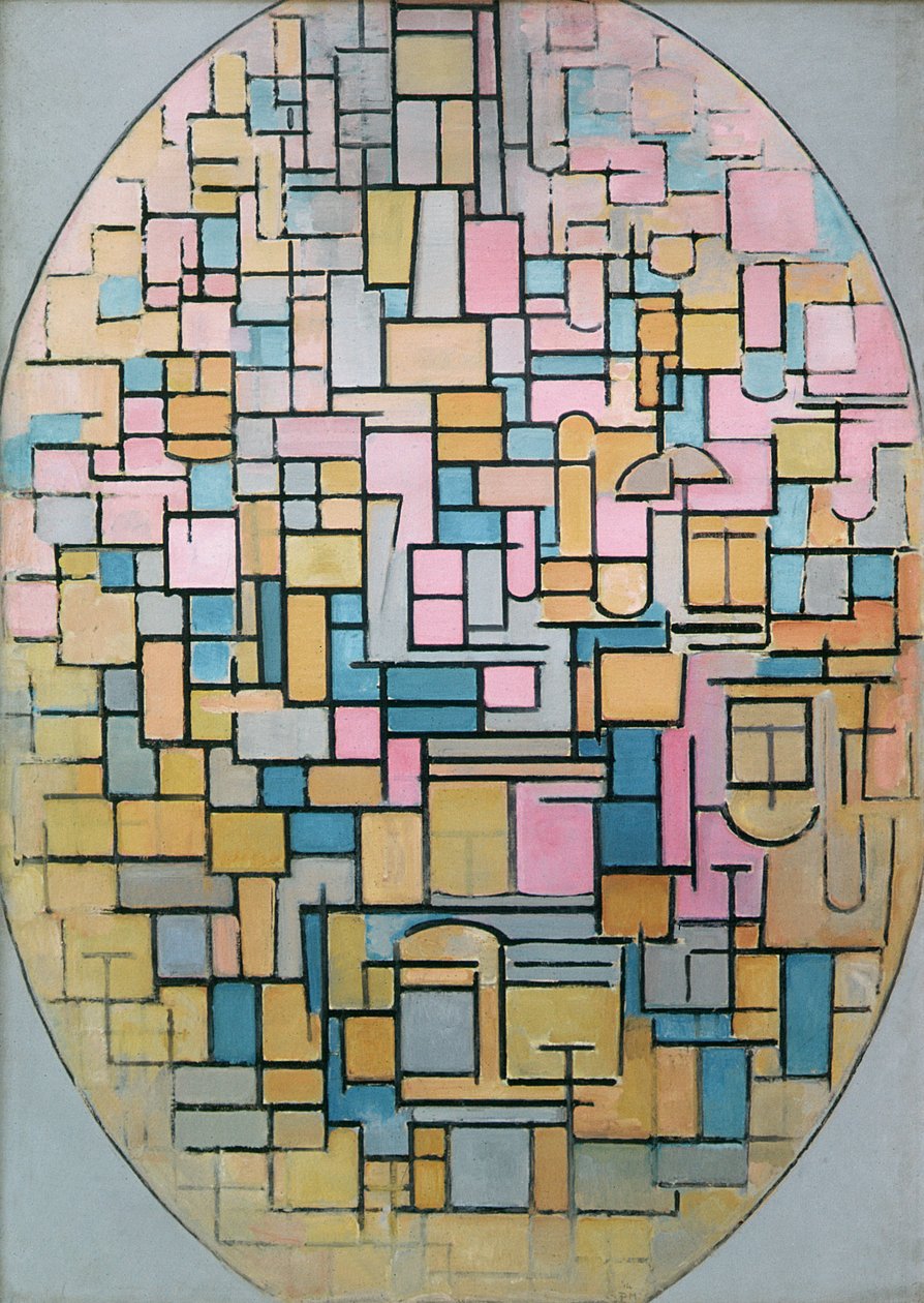Tableau III: Kompozíció oválisan, 1914 alkotó: Piet Mondrian