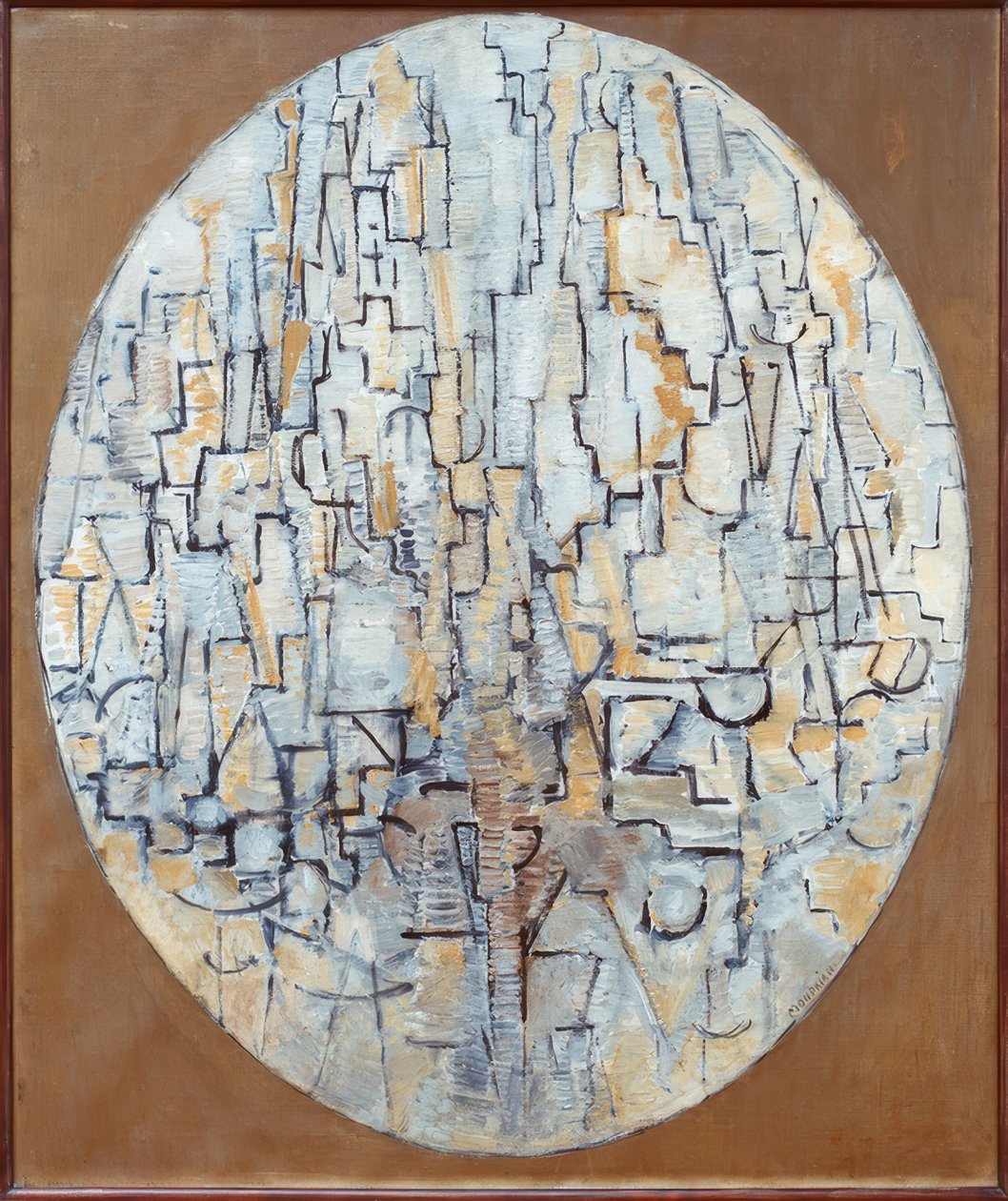 Tábla sz. 3; Összetétel oválisban alkotó: Piet Mondrian