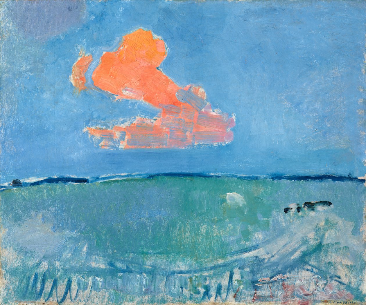 A vörös felhő, 1907 körül (olaj, karton) alkotó: Piet Mondrian