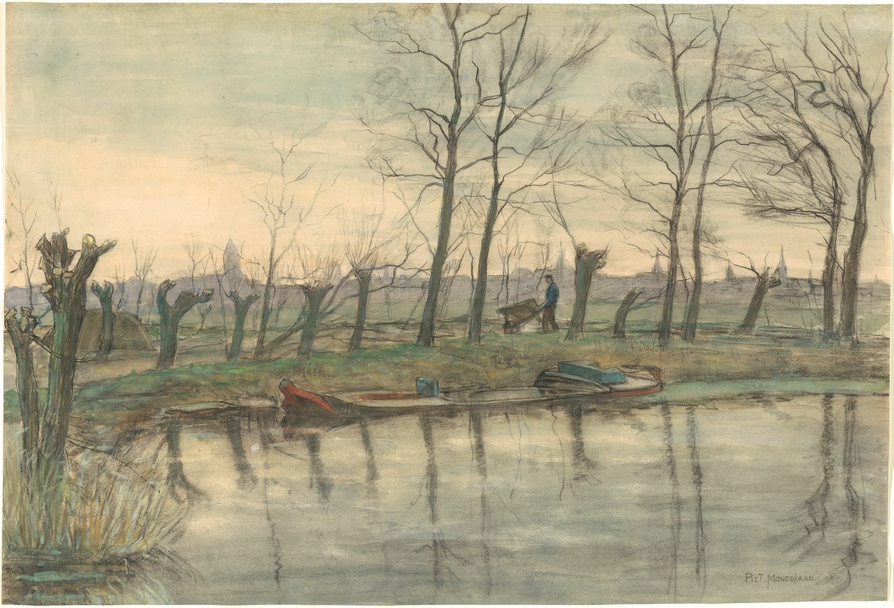 Amszterdam látképe Nyugatról nézve alkotó: Piet Mondrian
