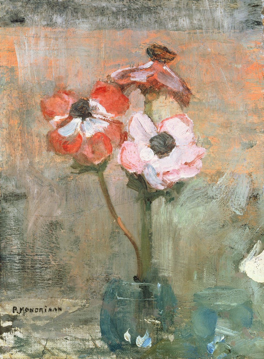 Kökörcsin vázában, 1908-2009 körül (olaj, vászon) alkotó: Piet Mondrian