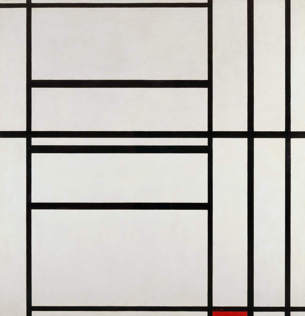 1. sz. kompozíció szürkével és vörössel 1938, Piet Mondrian (1872-1944), olaj, vászon alkotó: Piet Mondrian