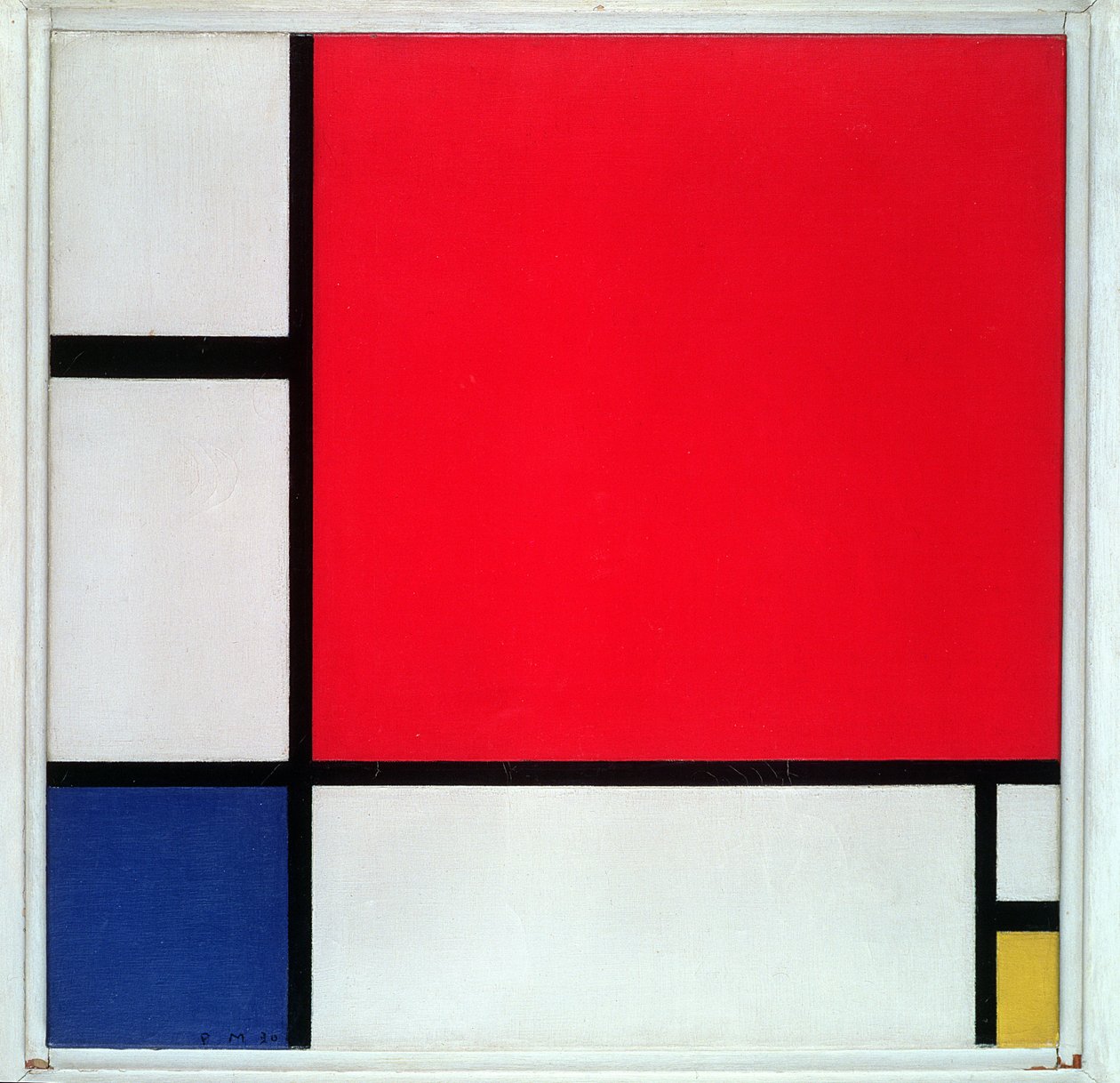 II. számú összetétel, piros, kék és sárga színben alkotó: Piet Mondrian