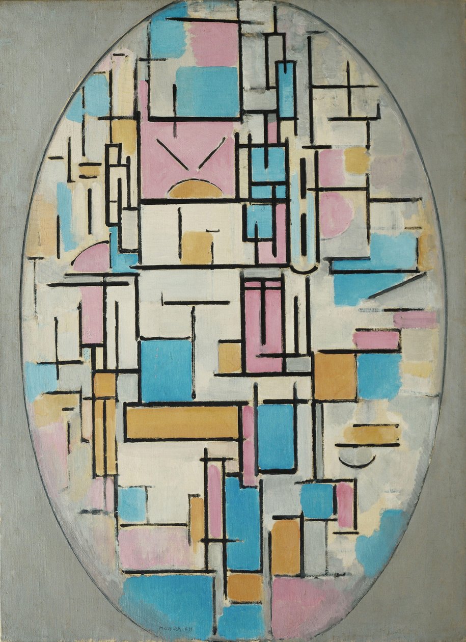 Ovális kompozíció színsíkokkal 1 alkotó: Piet Mondrian