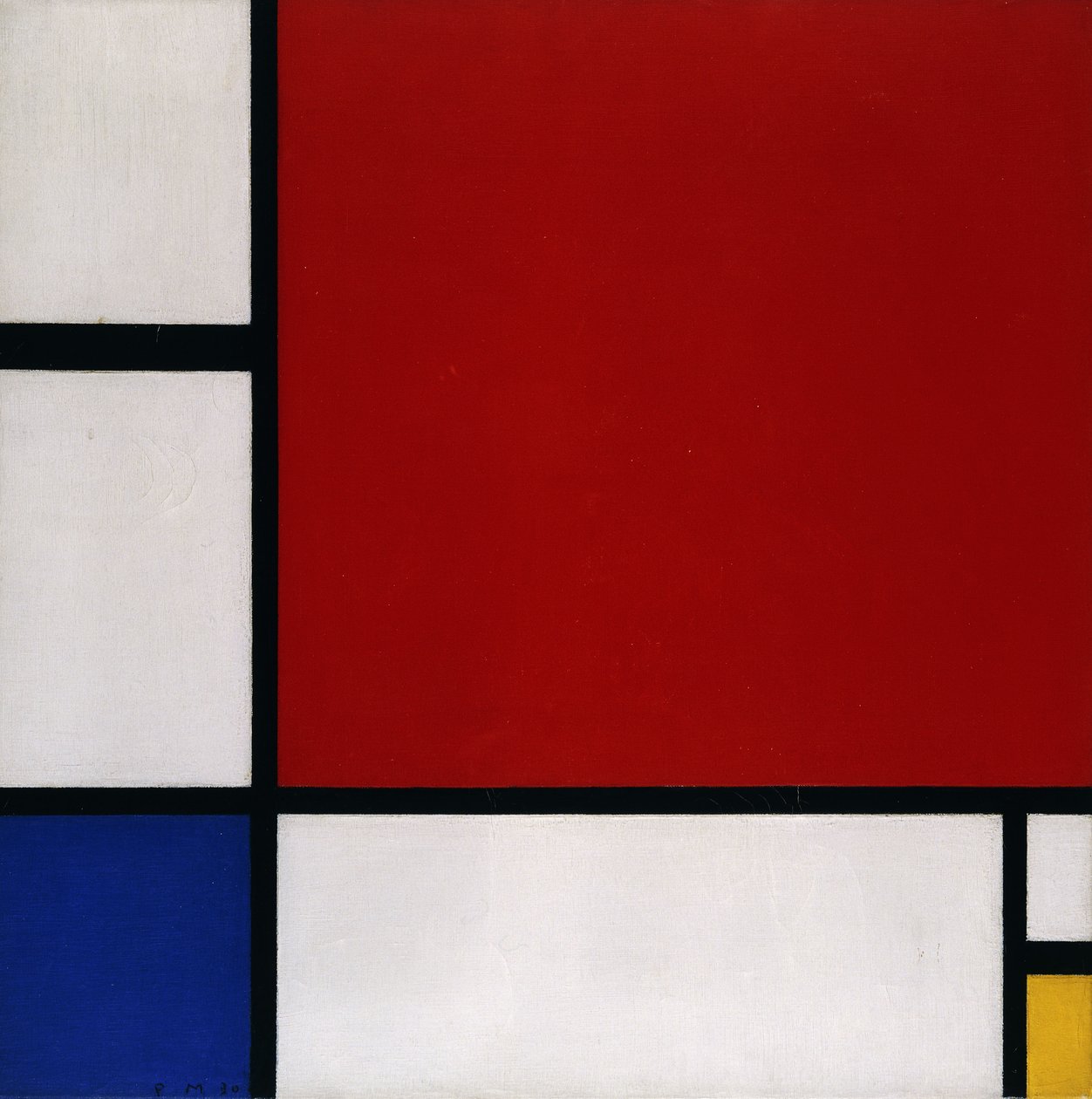 Piros, kék és sárga összetétel alkotó: Piet Mondrian