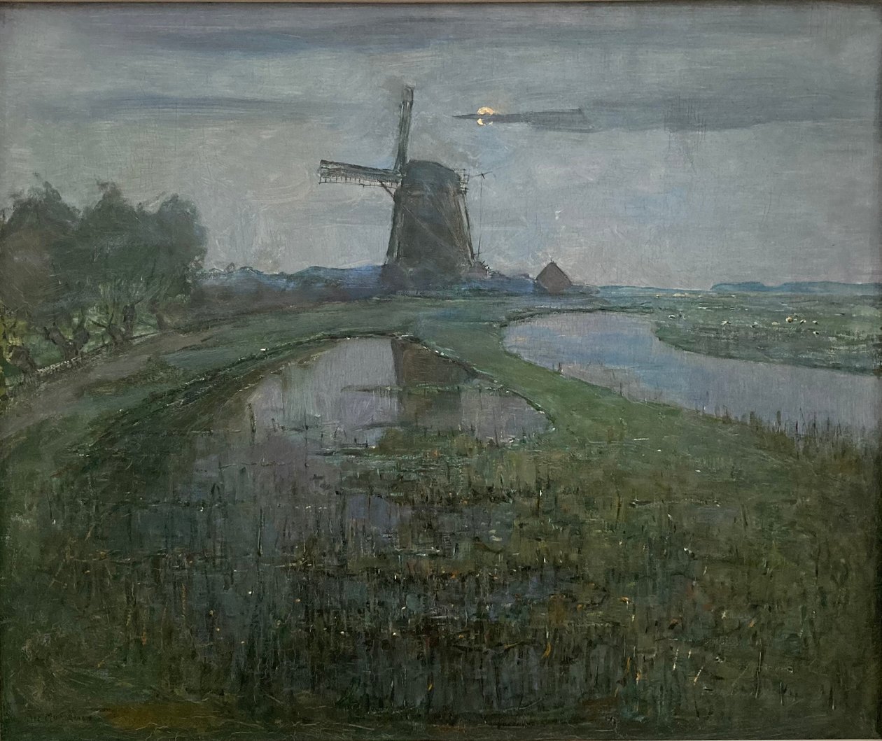 Eastside Mill a Gein folyó mentén holdfényben alkotó: Piet Mondrian