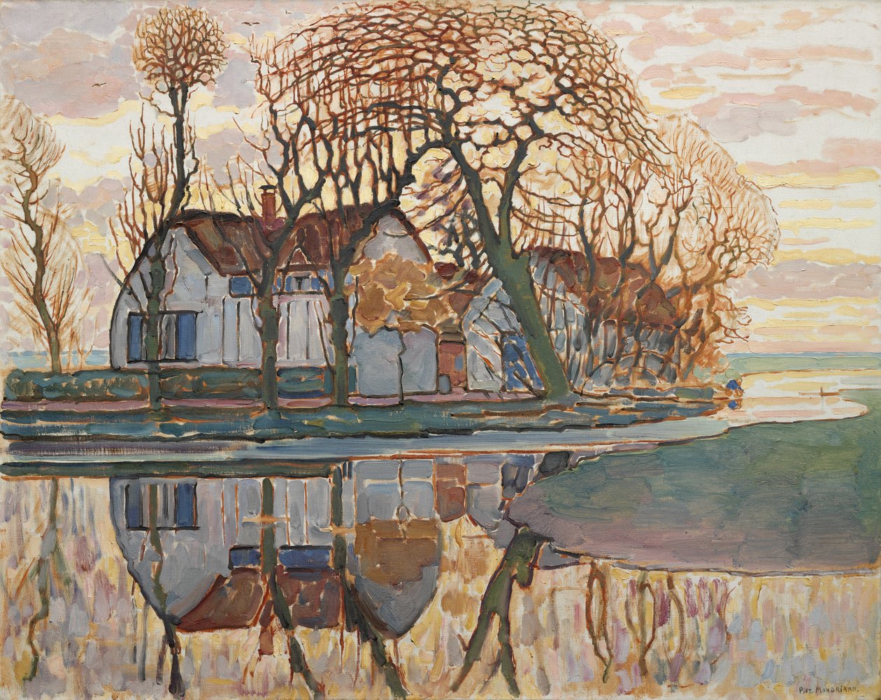 Farm Duivendrecht közelében, 1916 körül alkotó: Piet Mondrian