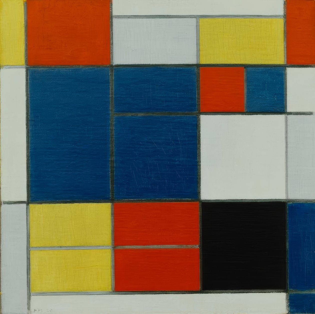 C összetétel; Összetétel: sárga, piros, kék-szürke, kék stb. alkotó: Piet Mondrian