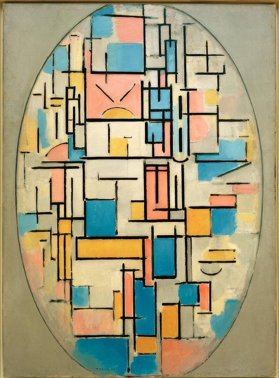 Ovális kompozíció színes területekkel 1 alkotó: Piet Mondrian