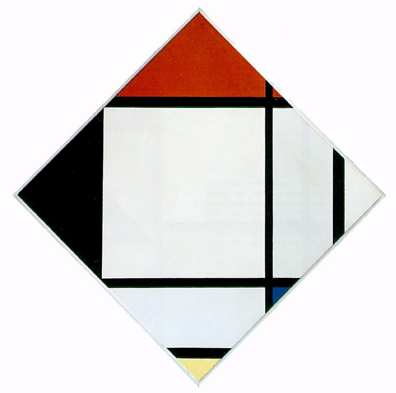 Piros, fekete, kék és sárga cukorka kompozíció, 1925 alkotó: Piet Mondrian