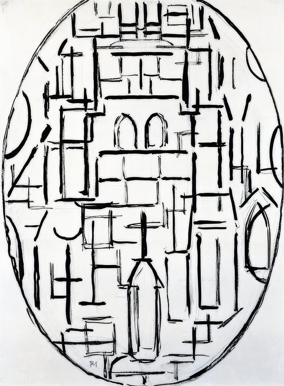 Piet Mondrian (1872–1944), Domburgi templom, 1914. alkotó: Piet Mondrian