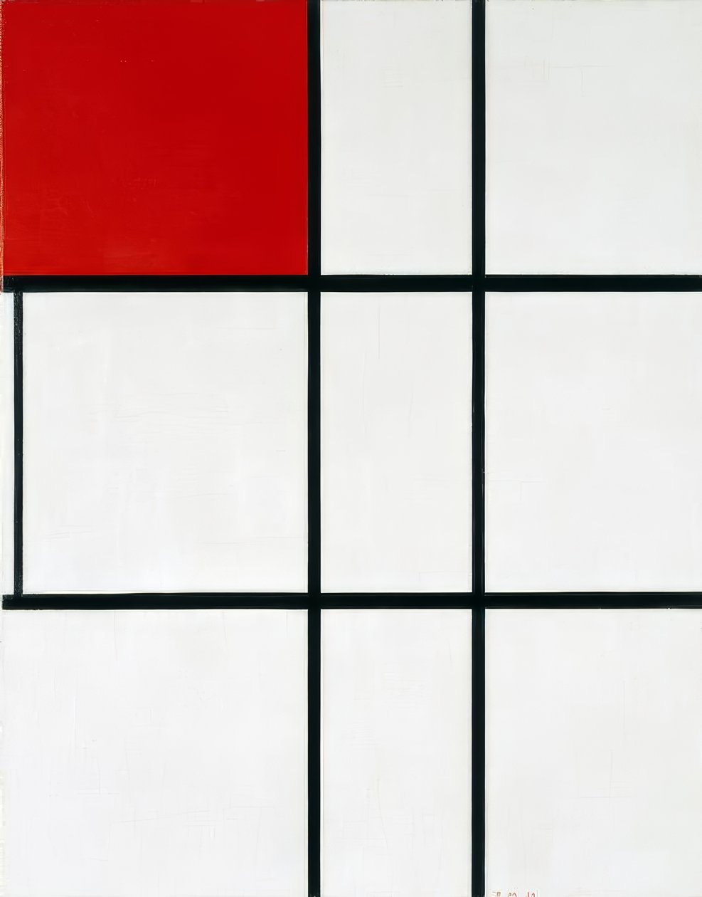 Piet Mondrian B kompozíció (II. sz.) Vörössel” (1935) alkotó: Piet Mondrian