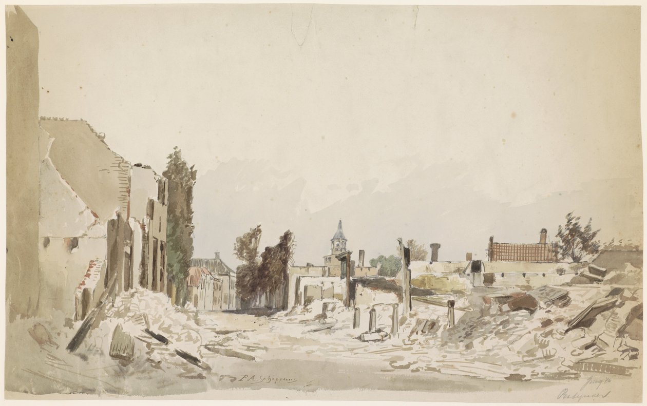 A bodegraveni romok az 1870. júniusi tűzvész után alkotó: Piet Schipperus