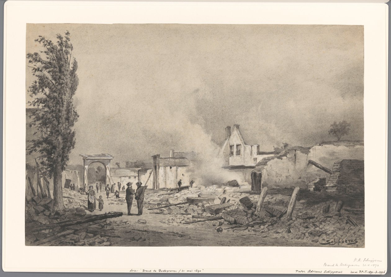 Bodegraven romjai az 1870. május 31-i tűzvész után alkotó: Piet Schipperus