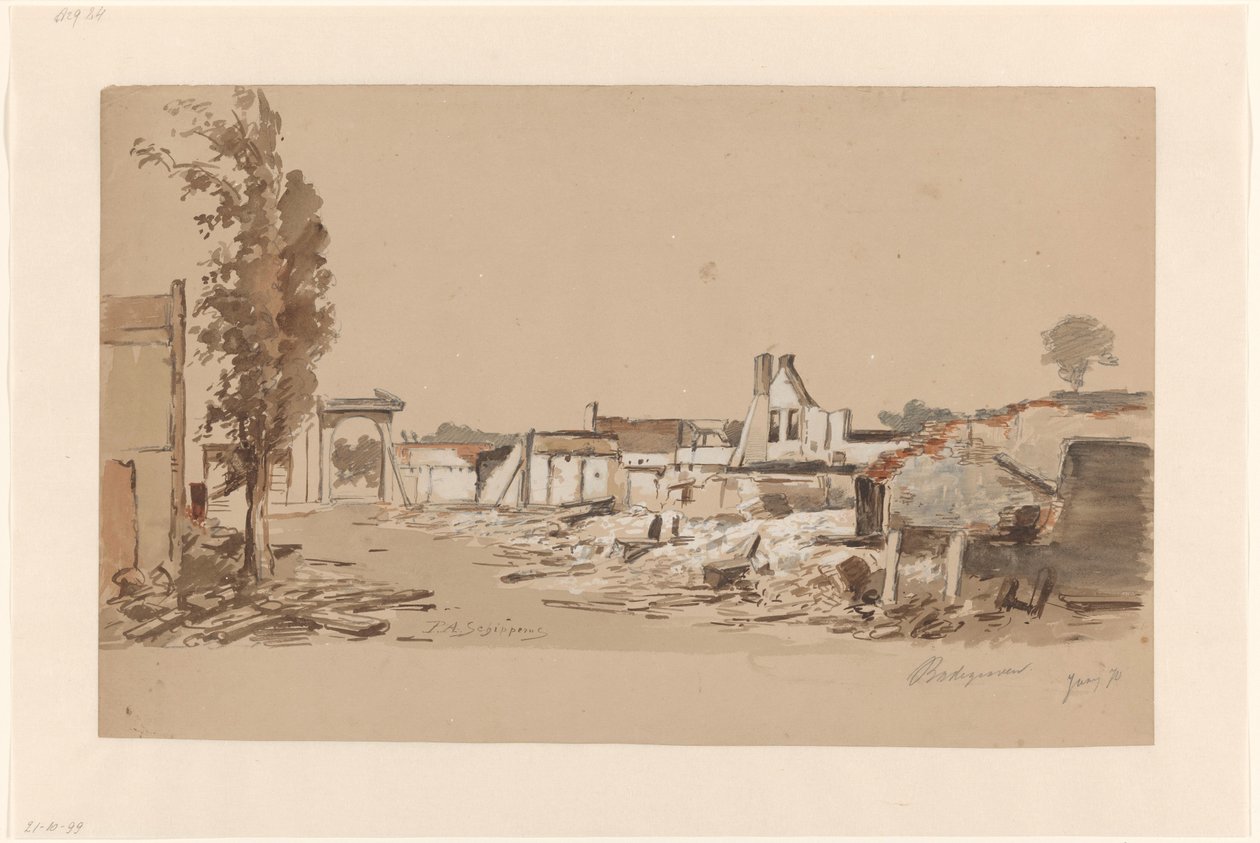 Bodegraven romjai az 1870. május 31-i tűzvész után alkotó: Piet Schipperus