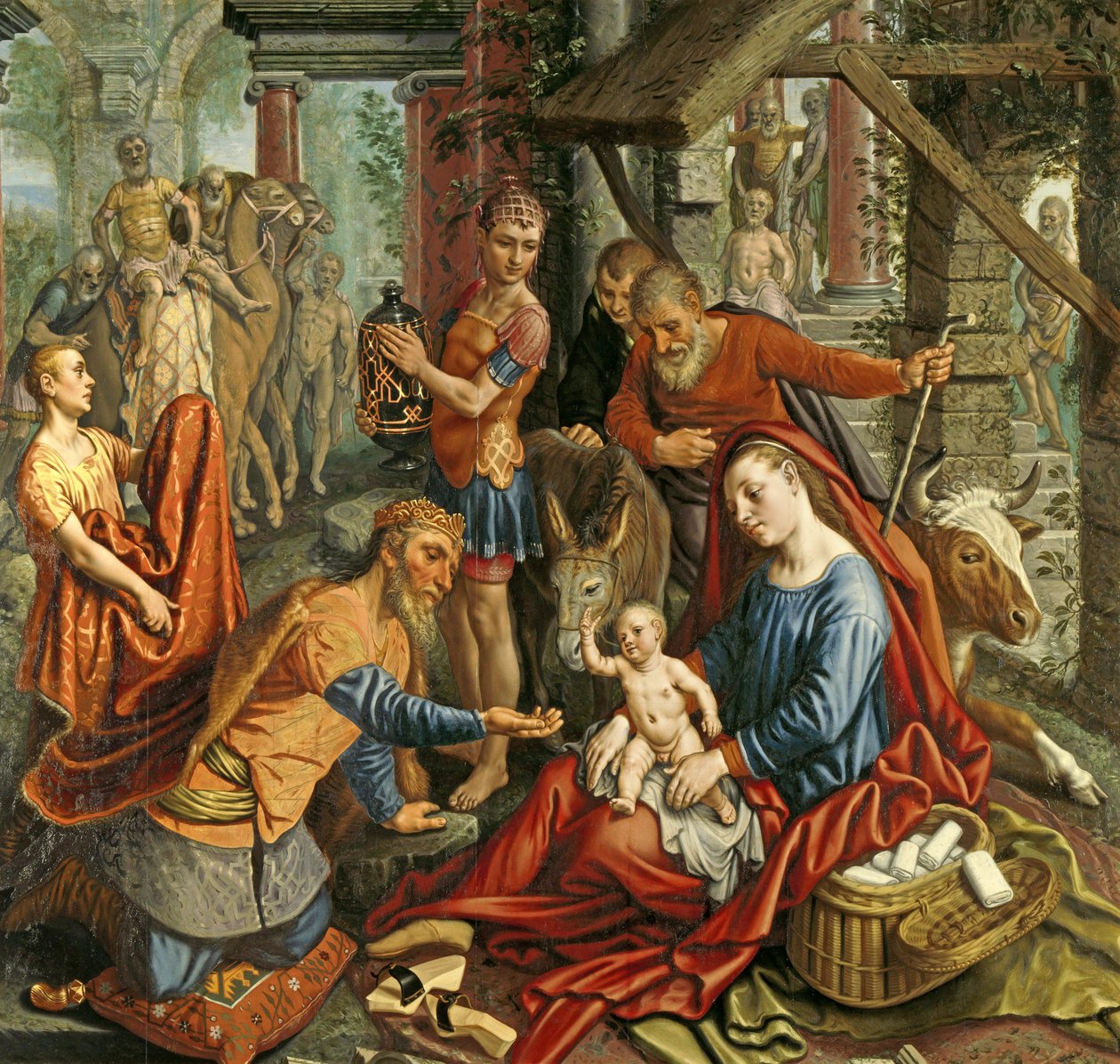 A bölcsek imádása, középső tábla, 1560 körül alkotó: Pieter Aertsen