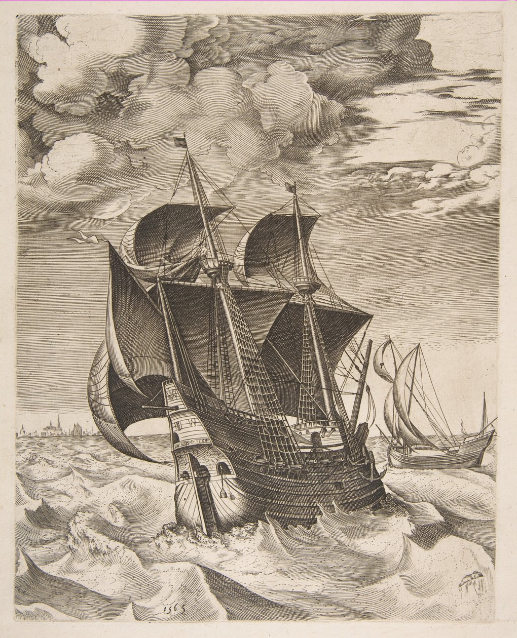 Egy holland Hulk és egy Boeier a The Sailing Vessels-től alkotó: Pieter Bruegel the Elder