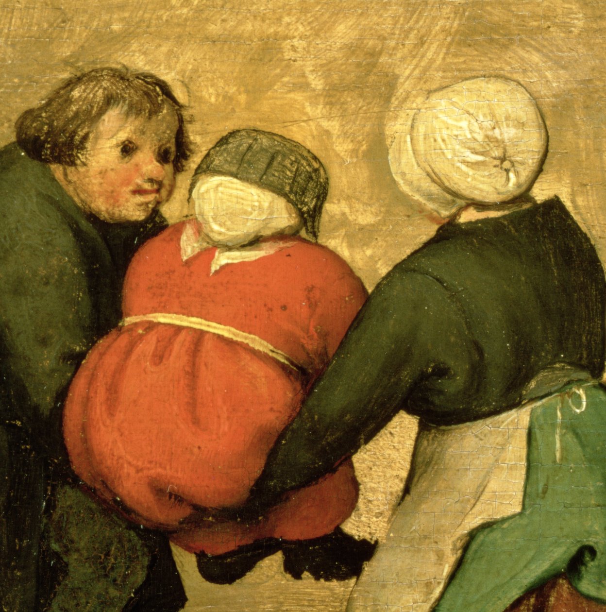 Gyermekjátékok (Kinderspiele): részlet egy gyerekről, akit két másik ember hord, 1560 (68945 részlet) alkotó: Pieter Bruegel the Elder