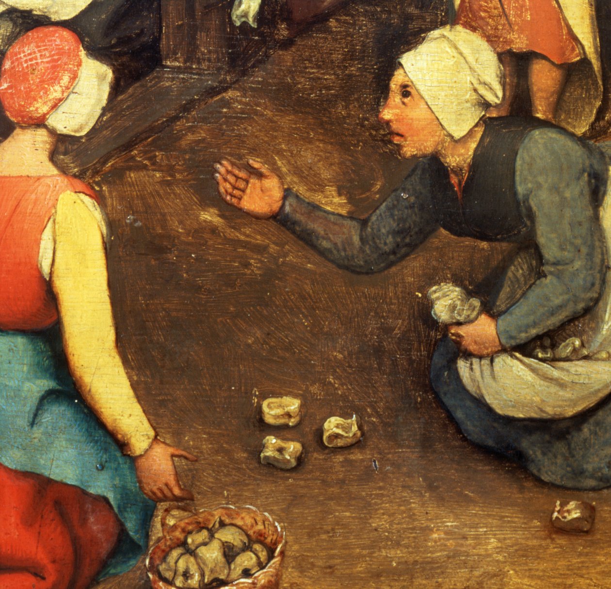 Gyerekjátékok (Kinderspiele): egy csülökcsontokat dobáló játék részlete, 1560 (68945 részlet) alkotó: Pieter Bruegel the Elder