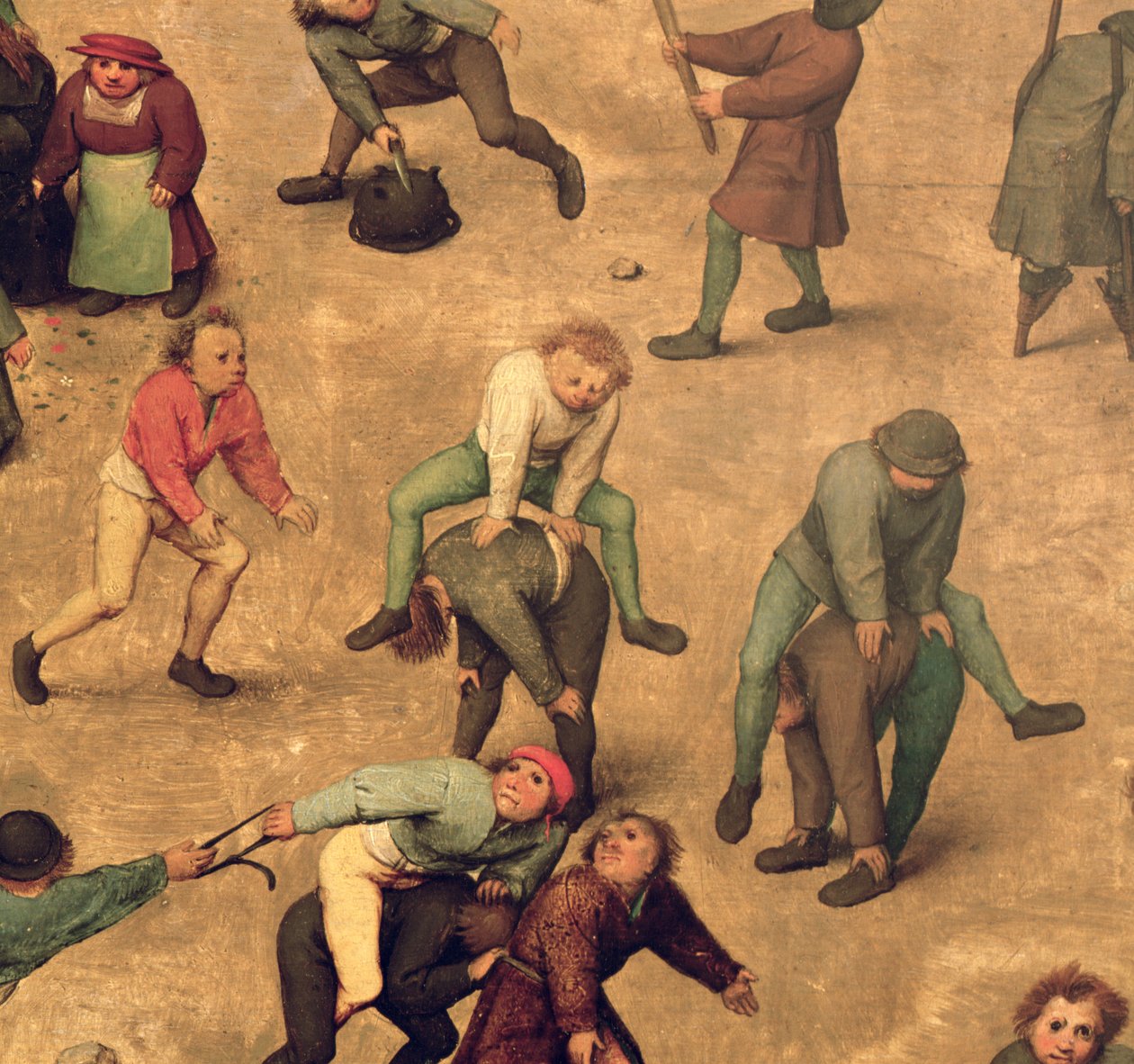 Gyermekjátékok (Kinderspiele): békát játszó gyerekek részlete, 1560 (68945 részlet) alkotó: Pieter Bruegel the Elder