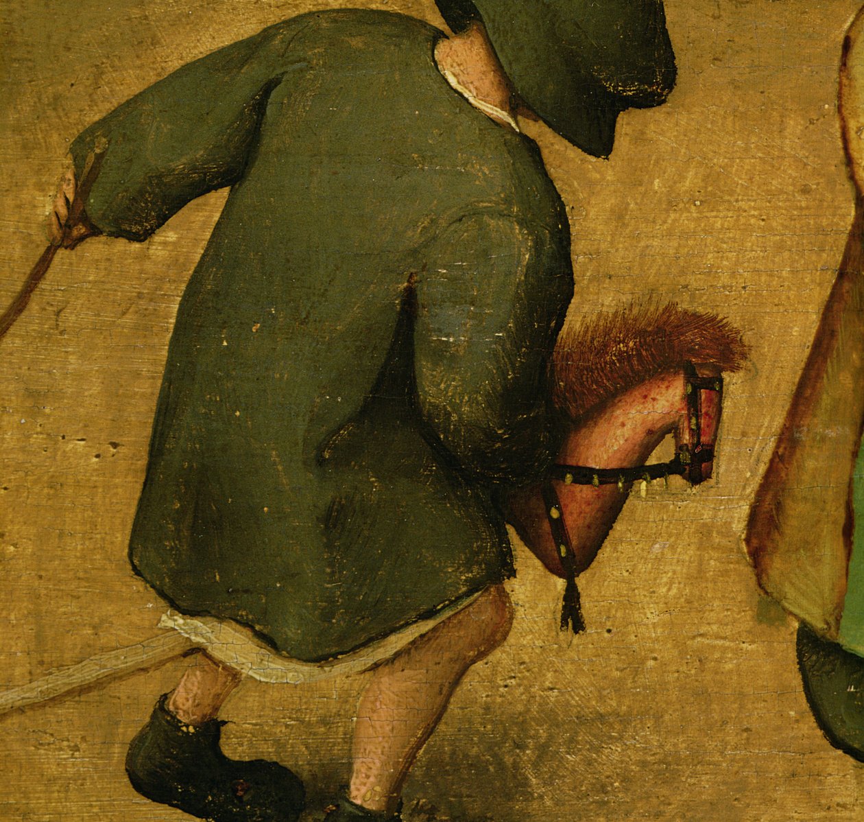 Gyerekjátékok, az alsó rész részlete egy gyereket és egy hobbilovat ábrázol, 1560 (68945 részlet) alkotó: Pieter Bruegel the Elder