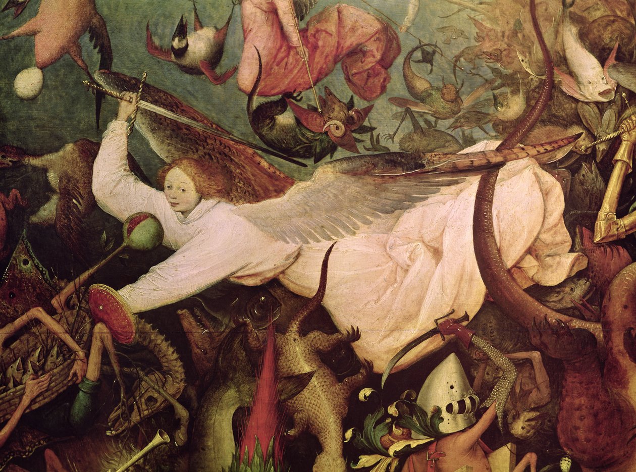 A lázadó angyalok bukása, részlet az angyalról a bal oldalon, 1562 alkotó: Pieter Bruegel the Elder