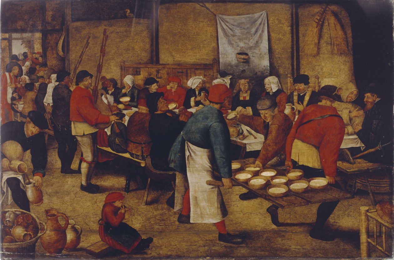 Esküvői étkezés az istállóban alkotó: Pieter Brueghel the Younger