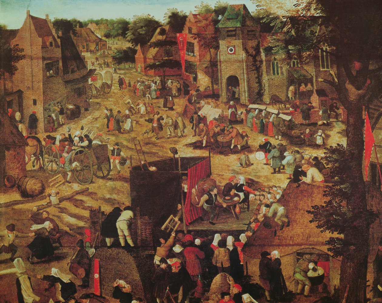 Kermesse színházzal és felvonulással alkotó: Pieter Brueghel the Younger