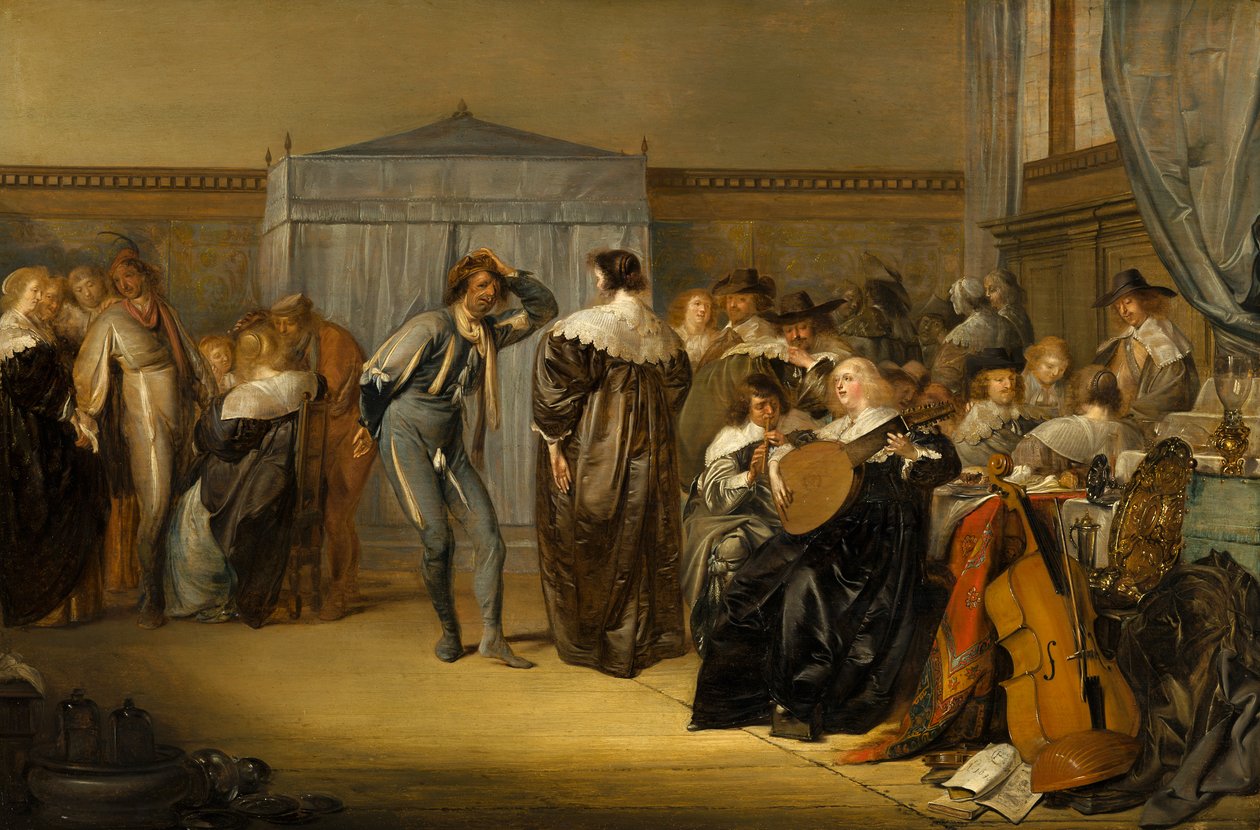 Vidám társaság álarcos táncosokkal, 1636 alkotó: Pieter Codde