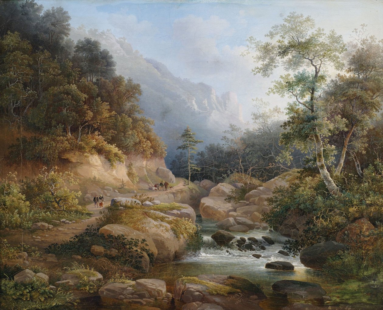 Hegyvidéki folyótáj figurás személyzettel alkotó: Pieter Francis Peters