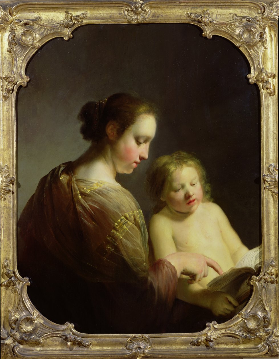 A Szűzanya tanítja a csecsemő Krisztust olvasni, 1630 körül alkotó: Pieter Fransz de Grebber