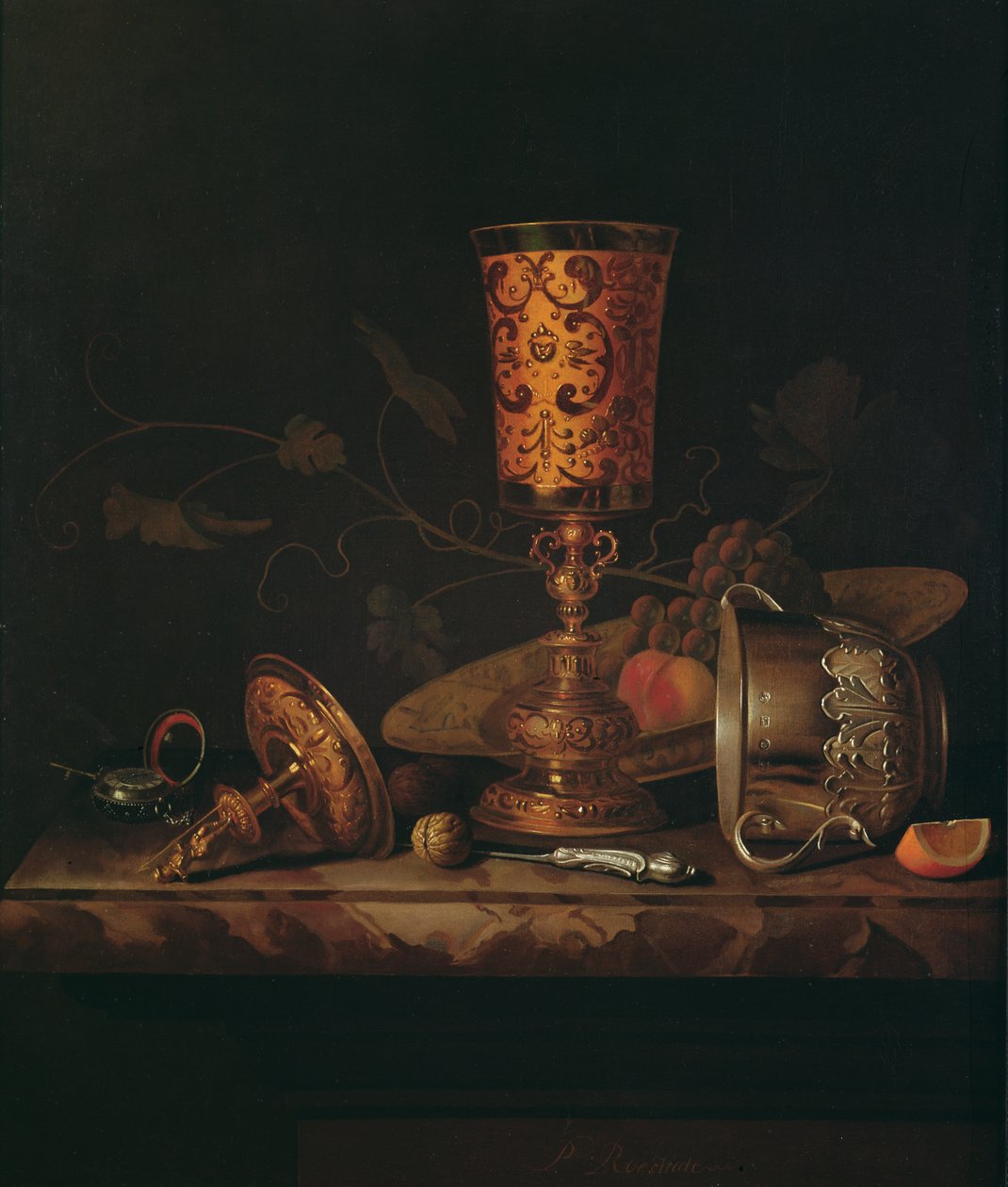 Csendélet ezüst serlegekkel és Time Piece serleggel alkotó: Pieter Gerritsz. van Roestraten