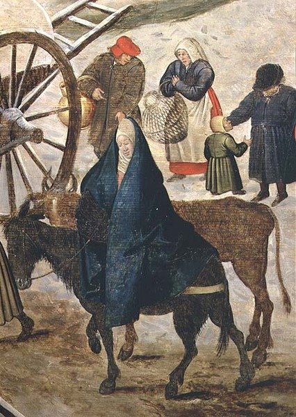 A tized fizetése vagy a számozás Betlehemben, a Szűzanya részlete alkotó: Pieter III Brueghel