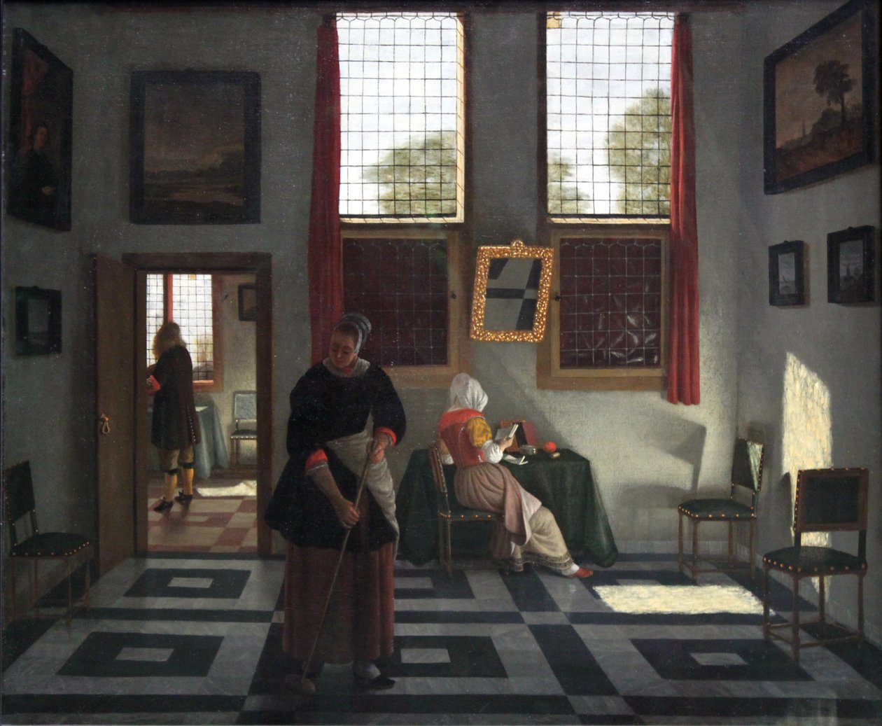 Belső festővel, olvasó hölggyel és takarítólánnyal alkotó: Pieter Janssens