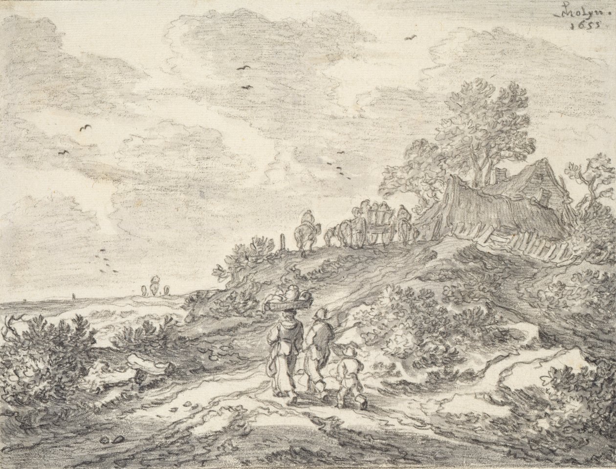 A dűnékben Haarlem mellett, 1655 (kréta papíron) alkotó: Pieter Molijn